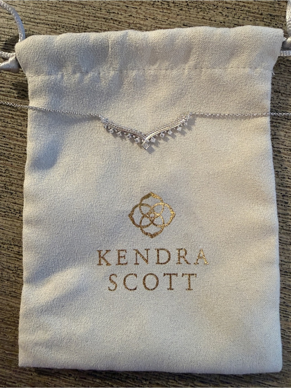 Kendra Scott Silver V-Shape CZ Pendant Necklace